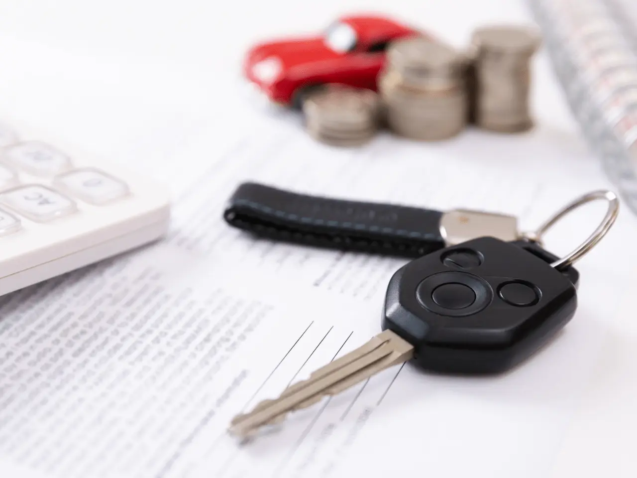 podatek od kupna samochodu - kluczyki leżące na umowie